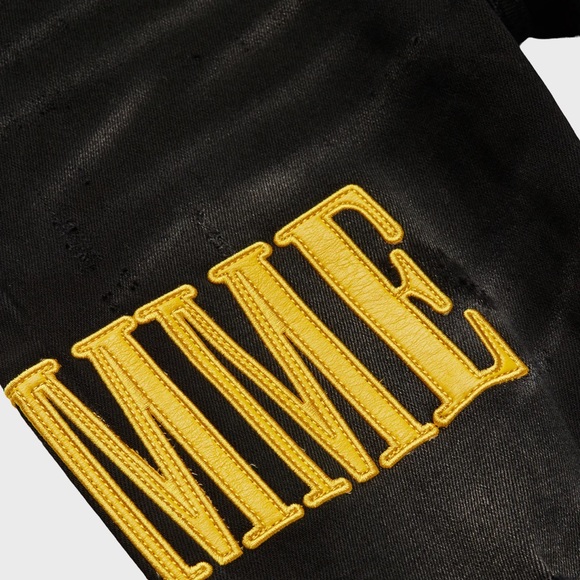 HOMME + FEMME BLACK DENIM WITH YELLOW LETTERS - Picture 3 of 8